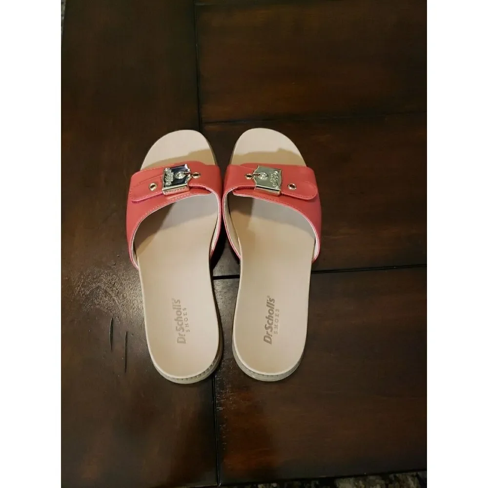 Dr. Scholls Buckle Slide Slight Wedge Sandals Size‎ 6.5 Pink Comfort Lightweight